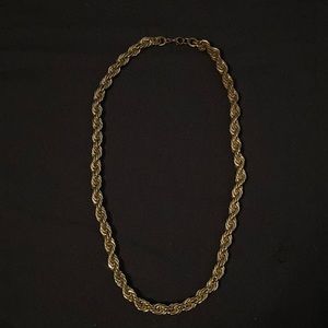 Gold-tone thick braided classic chain necklace